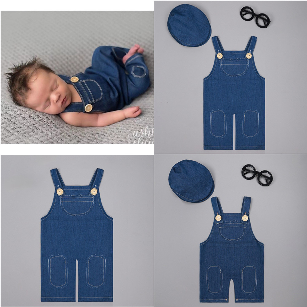 Baby Clothing Sets Boy - ❤️Newborn Photography Clothing Denim Overalls Studio