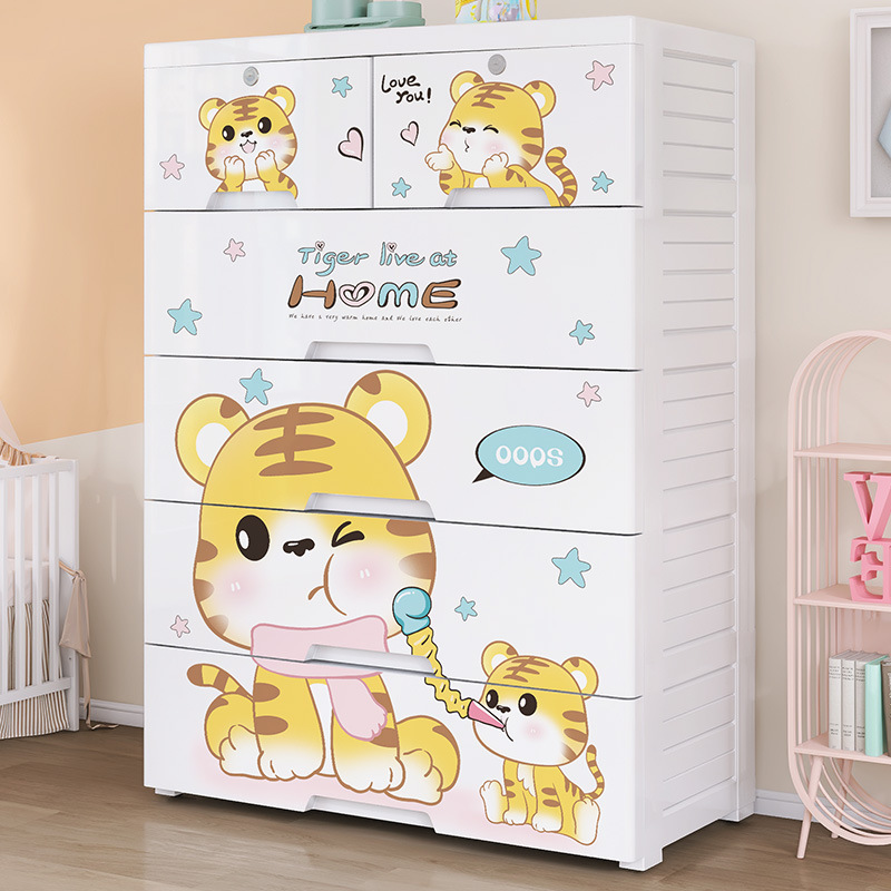 Baby Clothing Storage - Thickened Plastic Five-Bucket Drawer Storage Cabinet