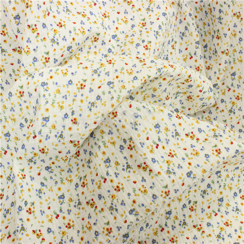 Flower Print Cotton Crepe Fabr - đánh giá và giá Baby Clothing Sewing