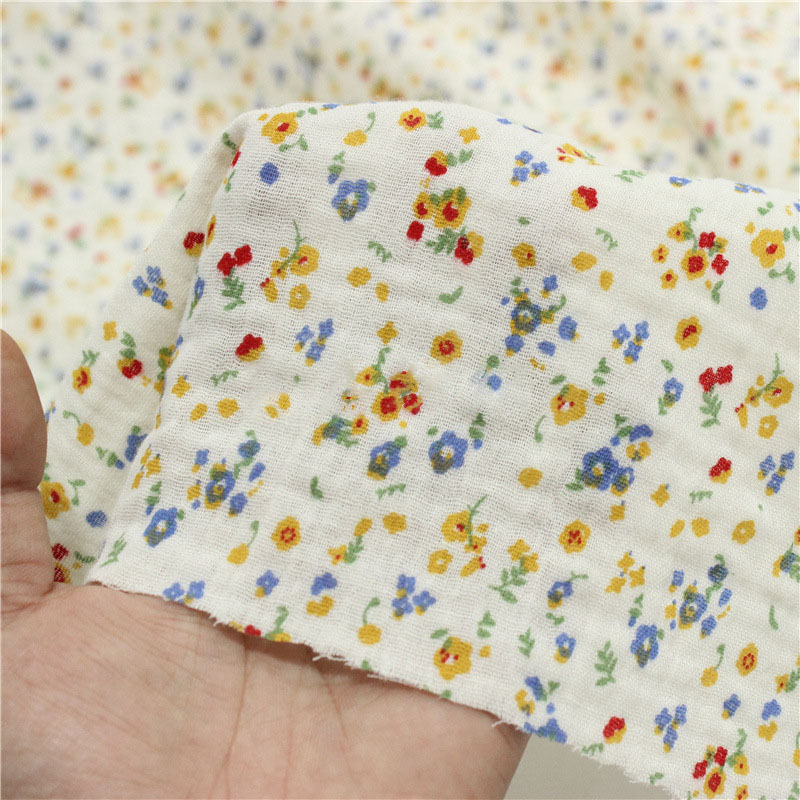 Flower Print Cotton Crepe Fabr - đánh giá và giá Baby Clothing Sewing